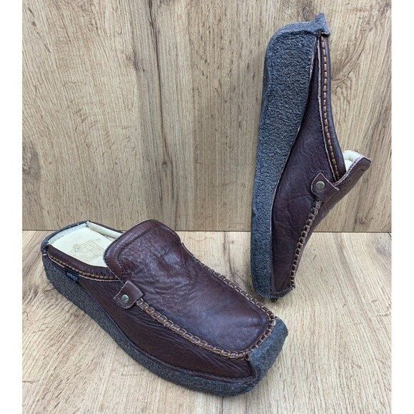 Frye Aztec Clog Crept Wedge Slides  Women’s Size 8.5 Brown Leather Square Toe - Picture 1 of 16